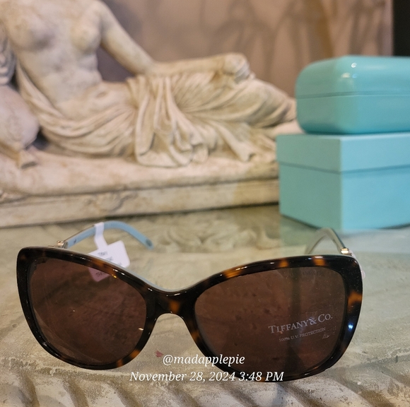 Tiffany & Company TF4103 Sunglasses Havanah Crystal Embelished Pearl Luxury #127 - Picture 4 of 15
